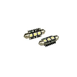 Pair of (2) 36mm Error Free Canbus White 3-LED Map Light Bulbs 6411 6413 6418 DE3423 DE3425