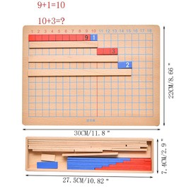 Kghios Montessori Addition and Subtraction Board Montessori Math Toys Material for Toddlers Childhood Kids,Addition & Subtraction Strip Board