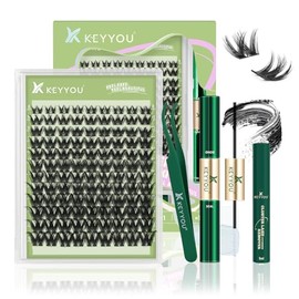 KEYYOU Pestañas Postizas Kit Completo Angel Plus Extensión de Pestañas DIY Es Adecuado para Todos Los Tipos de ojos 108 Pieza Pestañas Postizas Suaves y Naturales 8-18MIX D Curl(KIT-Angel Plus)