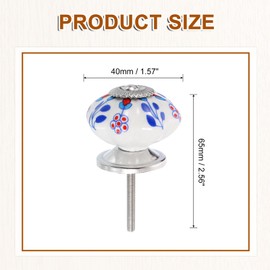 sourcing map 6 Pcs Floral Ceramic Pull Knobs, Vintage Round Cabinet Knobs, Red Tulips Ceramic Knobs Pumpkin Knobs for Kitchen Cabinet, Door & Drawer, Wardrobe, Cupboard