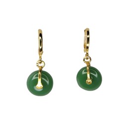 Beautiful Jade green Blessing buckle charm earrings