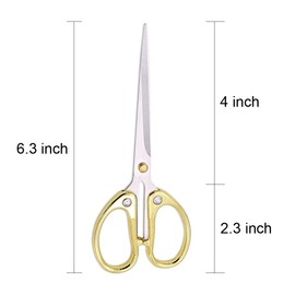Aesosor 6.3" Precision Office Scissors All Purpose Scissors Ultra Sharp Shears for Office High College School Teacher Student Handcrafts Supplies, Small Scissors Everyday Use Right/Left Handed Gold