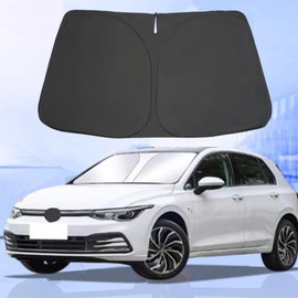 Windshield Sun Shade for 2015-2021 Volkswagen Golf GTI Foldable Car Front Window Sunshade Accessories 240 T Sun Visor Protector Reflective Cover Block UV Rays & Sun Heat