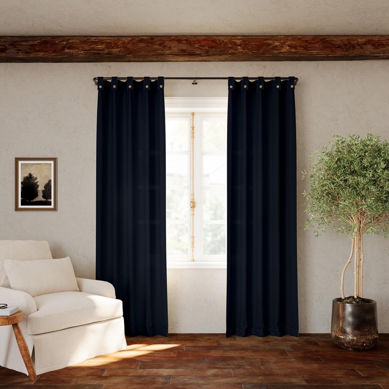 Archaeo Cotton Blend Button Tab Top Curtain, 40" x 63",