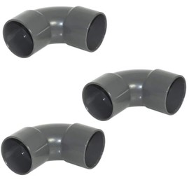 PVC Waste Pipe 92.5° Swept Bend Fittings, 50mm, Grey, Pack of 3