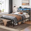 LINSY HOME Full Bed Frame, Upholstered Platform Frame with Storage