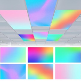 VIHOSE 6 Pcs Fluorescent Light Covers for Ceiling Lights Classroom Magnetic Light Covers Classroom Filters Office School Home Drop Ceiling, 4 x 2 ft(Neon)