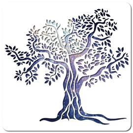 GORGECRAFT Large Tree of Life Stencil Template 12x12 Inch Reusable Plant Sign Home Decoration Stencil Plastic Tree Painting Stencils Square for Painting on Wood Wall Scrapbook Card Floor Drawing