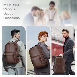 SPAHER 15.6 Inch Leather Laptop Backpack Wizz air Cabin Bags 40x30x20 Casual Daypack School Backpack Cabin Backpack Carry on Flight Travel Business Luggage Outdoor College Backpack Gift for Men Women