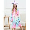 Girls Unicorn Hooded Robe with Matching Slippers, Headband, Blindfold Rainbow
