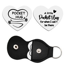 Inspirational Gifts for Women Men Friends Family Couple Heart Pocket Hug Token Long Distance Relationship Keepsake A Little Pocket Hug for When I Can't Be There Keychain with Pu Leather