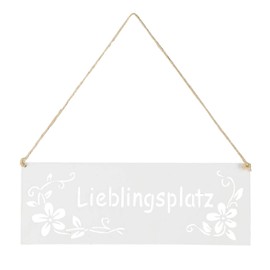 levandeo Sign Lieblingsplatz 25 x 9 cm Outdoor Garden Decoration White Flowers Metal Door Sign Wall Picture Outdoor Decoration