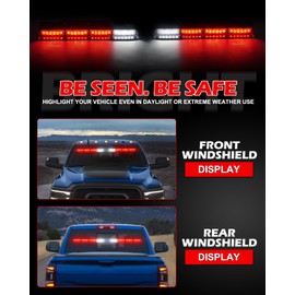 HLauto 604N Emergency Dash Strobe Lights w/Controller: 2x16.8 inch Red Security Light w/Take Down, 48 LED Safety Flashing Warning Hazard Interior Windshield Light Bar for Trucks Vehicles