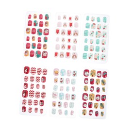 FRCOLOR 432pcs Girl False Nails Cute Xmas Nail Tips for Boys and Girls Easy to Apply Holiday Art Includes Designs for Festive Fun