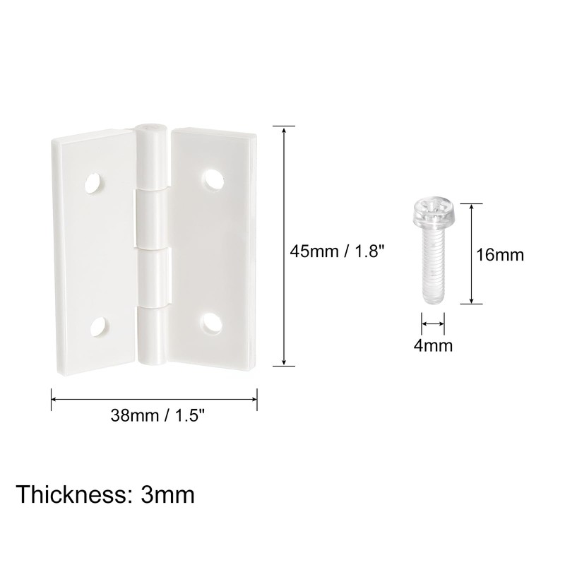 sourcing map 4 x Acrylic Hinges 1.8 x 1.5 Inch