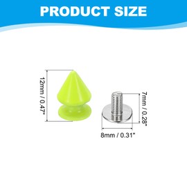 PATIKIL 12mm Studs for Clothing, 24 Sets Spikes for Clothes Studs and Spikes Leather Rivets Metal Cone Punk Spikes Screw Posts for Leather Jacket Crafting Crafts Fabric Shoes, Light Green