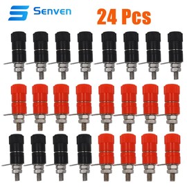 senvenelec 24pcs 4 mm Banana Clamp Socket, 4 mm Lantern Audio Plug, Banana Adapter, Black Red