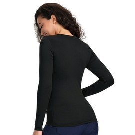 COZYFIT Scrub Undershirts Long Sleeve Women - Underscrub Comfort Tee with Soft Stretch Fabric, Black, M
