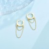WOVEE Hoop Earrings Gold/Silver with Chain Pendant Chain Small 8