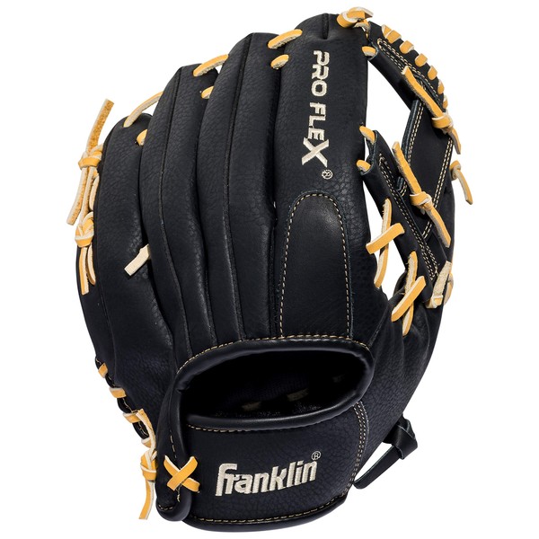 Franklin Sports Baseball Glove - Proflex Adult Baseball + Softball Glove - Right Handed Throw - Baseball + Fastpitch Softball Outfield Mitt - Black - 11.5"