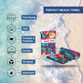 4Monster Microfiber Beach Towel with carry bag Sand Proof Travel Towel Quick Dry Lightweight Towel for Hiking Yoga Gym Sports Swimming Camping Fitness Bath