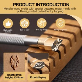 Leather Craft Stamping Tool，Stamps Stamping Carving Punches Tools with 304 Stainless Steel #XW3-1206