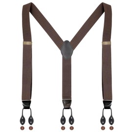 Ausukler Button Suspenders for Men Dress Pants and Tuxedo Heavy Duty Big and tall Y-back 1.4 inches One Size, Coffee, One Size