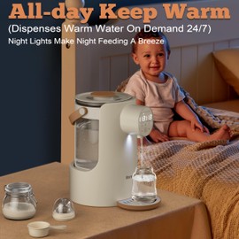 Veroline Instant Water Warmer, 2L Baby Formula Dispenser, 5 Temperature Control & 7x24H Keep Warm, Baby Bottle Warmer with Night Light, Hot Water Dispenser for All Bottles, Detachable Glass Tank