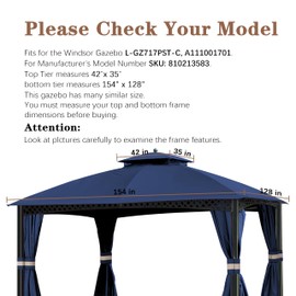 SCOCANOPY Replacement Canopy Cover for Windsor Gazebo L-GZ717PST-C, 810213583,South Hampton Gazebo L-GZ659PST,A111011500 (Navy Blue)