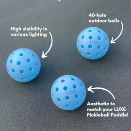 LUXE Pickleball Balls 3-Pack | Blue Outdoor Pickleball Balls | Cute & Aesthetic Pickleballs | Perfect Pickleball Gifts for Women (Blue)