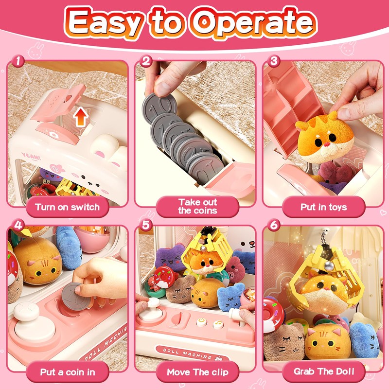 AIQI 55 PCS Mini Claw Machine for Kids Bunny, Vending