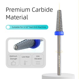 HYTOOS Professional Small 5 in 1 Nail Drill Bits, 4 * 13mm R Cut Tapered Tungsten Carbide Nail Bit for Soft Gel Polish Removal, Electric File Manicure Drills Accessories Tool,M