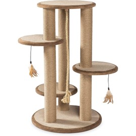 Prevue Pet Products 7150 Kitty Power Paws Multi-Platform Posts with Tassels Cat Scratcher, Natural