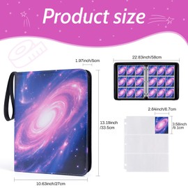 Xixter 9 Pocket Card Binder with Zipper, Pu Trading Card Binder, Holds 900 Cards, Includes 50 Double-Sided Removable Cards Sleeves, Fit for Collection, Mtg, Tcg, and Sports (Pink Purple)