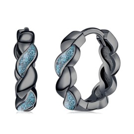 YYmqmq Black Turquoise Earrings for Women 925 Sterling Silver Turquoise Hoop Earrings Western Jewelry Gifts for Women Girlfriend Men