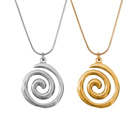 WOFALO store 2 PCS Spiral Gold and Silver Swirl Necklace - Boho Choker Necklace Style Accessory Summer Jewelry for Women
