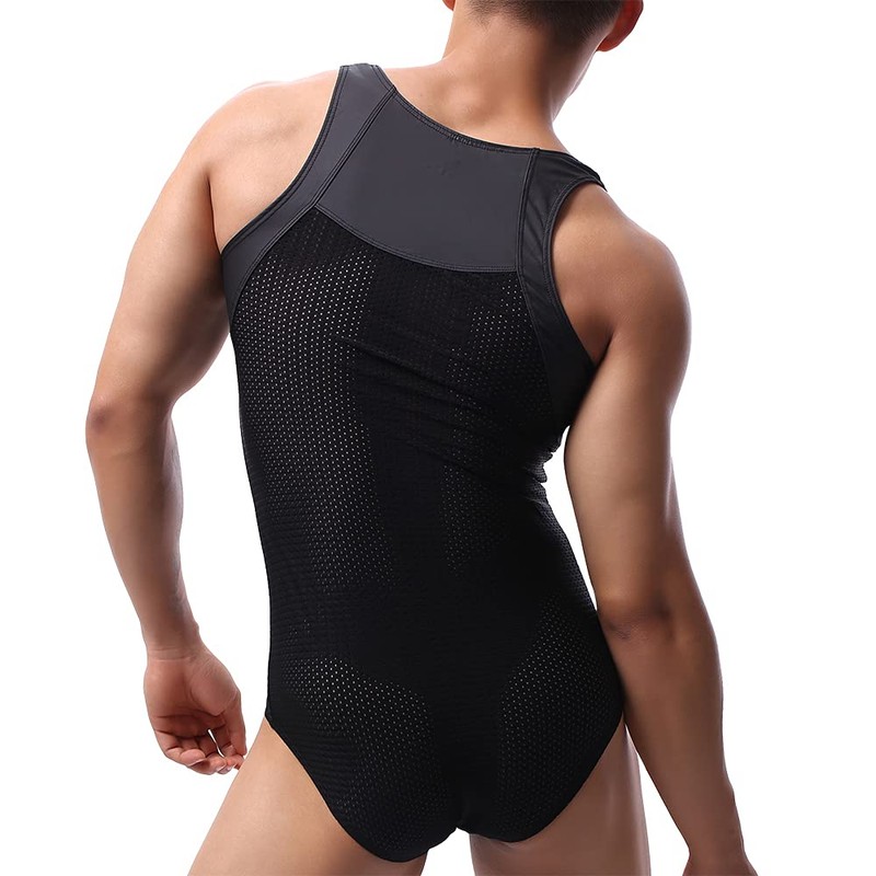 WMIERFI Men's Breathable Mesh Tank Top One Piece Wrestling Singlet