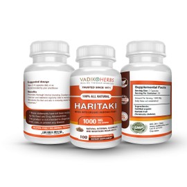 Vadik Herbs Certified Organic Haritaki (Terminalia chebula) Powder 3 Bottles Capsules | Made in USA | Wildcrafted and Safety Tested