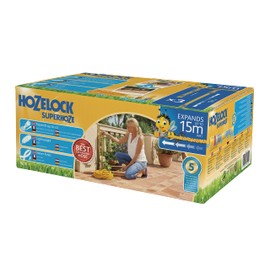 HOZELOCK - Superhoze Expanding Hose 15 m : Flexible Hose, Stretches up to 3x Original Length | With 2 Aquastop Fittings for a Watertight Connection: Ready to Use [8215A1240]