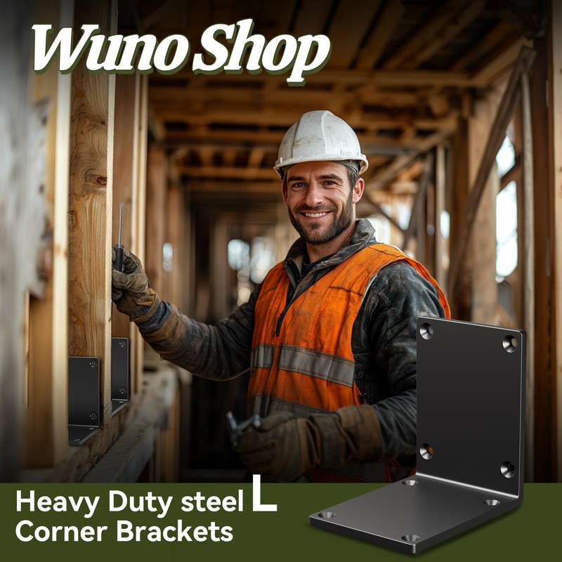 Wuno Shop 2 Pack 8"x8"x6" Post Brackets, Steel I Brackets