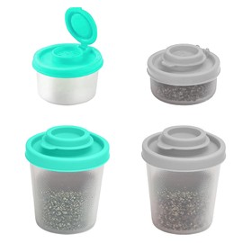 4 Pcs Travel Salt and Pepper Sets,Mini Salt and Pepper Sets,Salt and Pepper Shakers in A Range of Sizes, Transparent Salt Pepper Set,for Home,Camping,Picnics,Lunch Boxes(Trumpet,Medium)