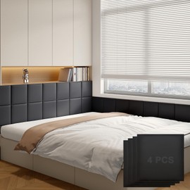 Yutianli 3D Anti-Collision Wall Padding for Kids Peel and Stick Headboard Wall Panels Pack of 4 Sized 11.8"x 11.8" Black Self-Adhesive Panels for Playroom Bedroom Upholstered Wall