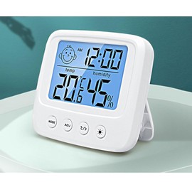 Thermo-hygrometer, Hygrometer, Digital Clock, Large Screen, Face Mark, Alarm, Thermometer/Hygrometer, High Precision, Easy to View, Can Be Placed, Desktop Wall Mounted, Stand, Small, Compact,