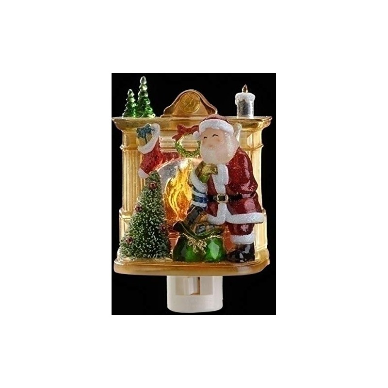 Roman 5.5 Inch Santa by Fireplace Night Light,Glass