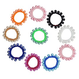 MANODHRUVA 10pcs Hair Ties with Pearls, Elastic Ponytail Holders, Imitation Pearls Hair Accessories Hair Band Hair Wrap Around for Thick Heavy and Curly Hair, Multicolor, Pack of 10