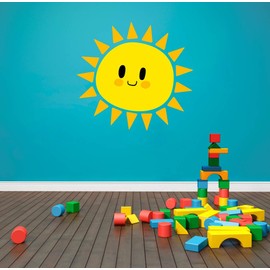 Cute Sun Smiling Kids Theme Wall Decal Vinyl Home Decoration - 20" Wide x 19" high