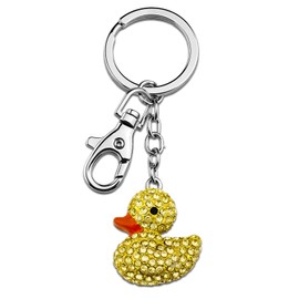 Cute Duck Gifts for Ducks Lovers Yellow Duck Keychain for Women Pink Bling Keychain Crystal Diamond Rhinestone Ducks Accessories Sparkly keychains Charm Bag Pendant Keyring for Teens Girls