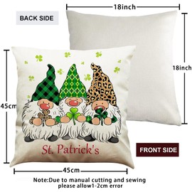 BINXWA St Patricks Day Cushion Cover 45 x 45 cm, Cushion Covers Set of 4, Clover Decorative Sofa Cushion, Cushion Cover, Green, St Patricks Day Accessories, Suitable for St. Patricks Day Decoration