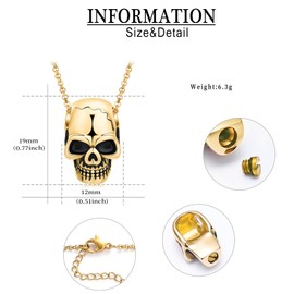 AIWENXI Skulls Cremation Jewelry Stainless Steel Consolation Memorial Urns Necklace for Ashes Keepsakes Jewelry Ash Pendant for Men