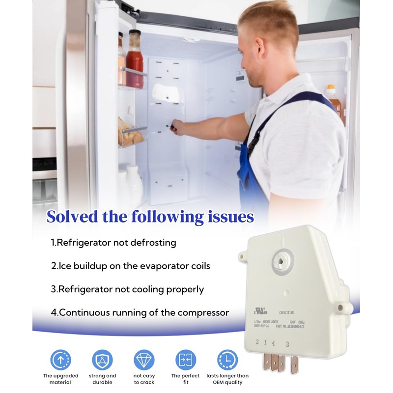 5304526183 Refrigerator Defrost Timer Compatible with Frigidaire White Westinghouse,Replaces 5304522331,4960382,AP7014390,PS16227343,EAP16227343